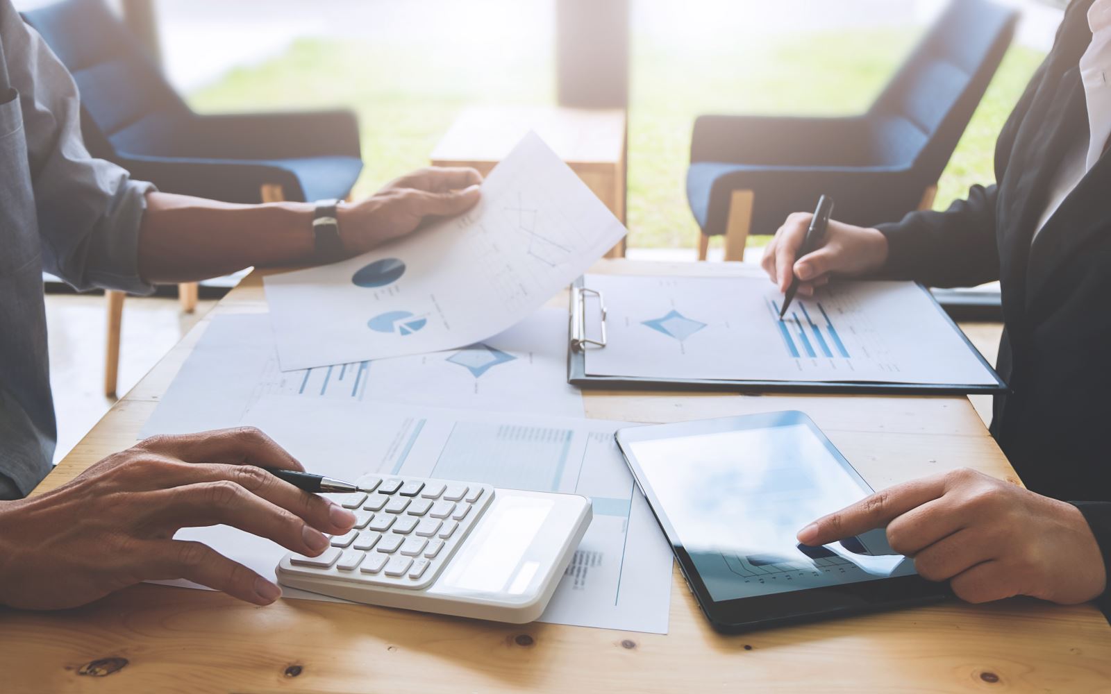 Finance sheets on a table