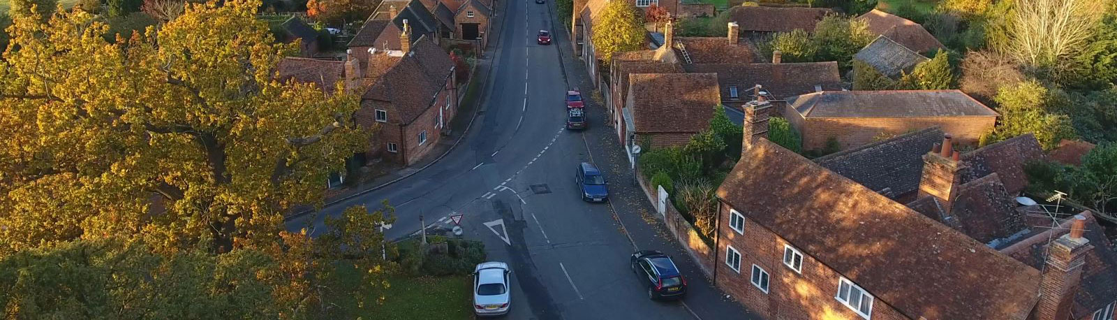 Aerial view of a rural town