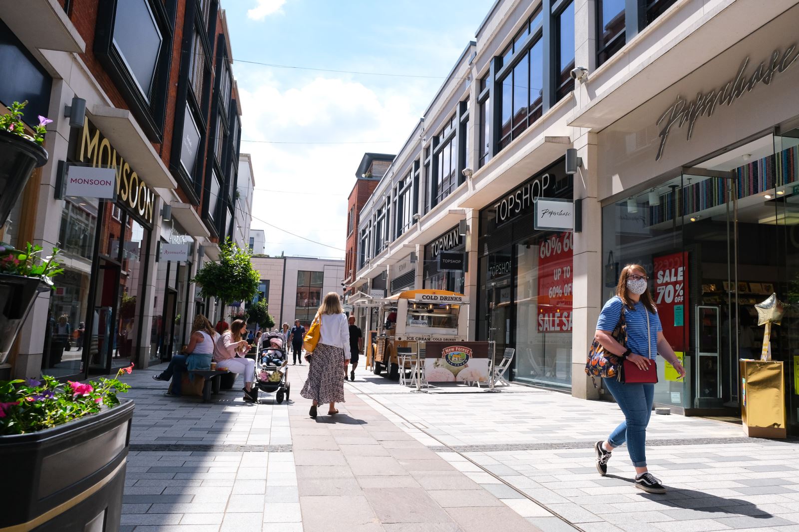 parkway shopping centre with pedestrians