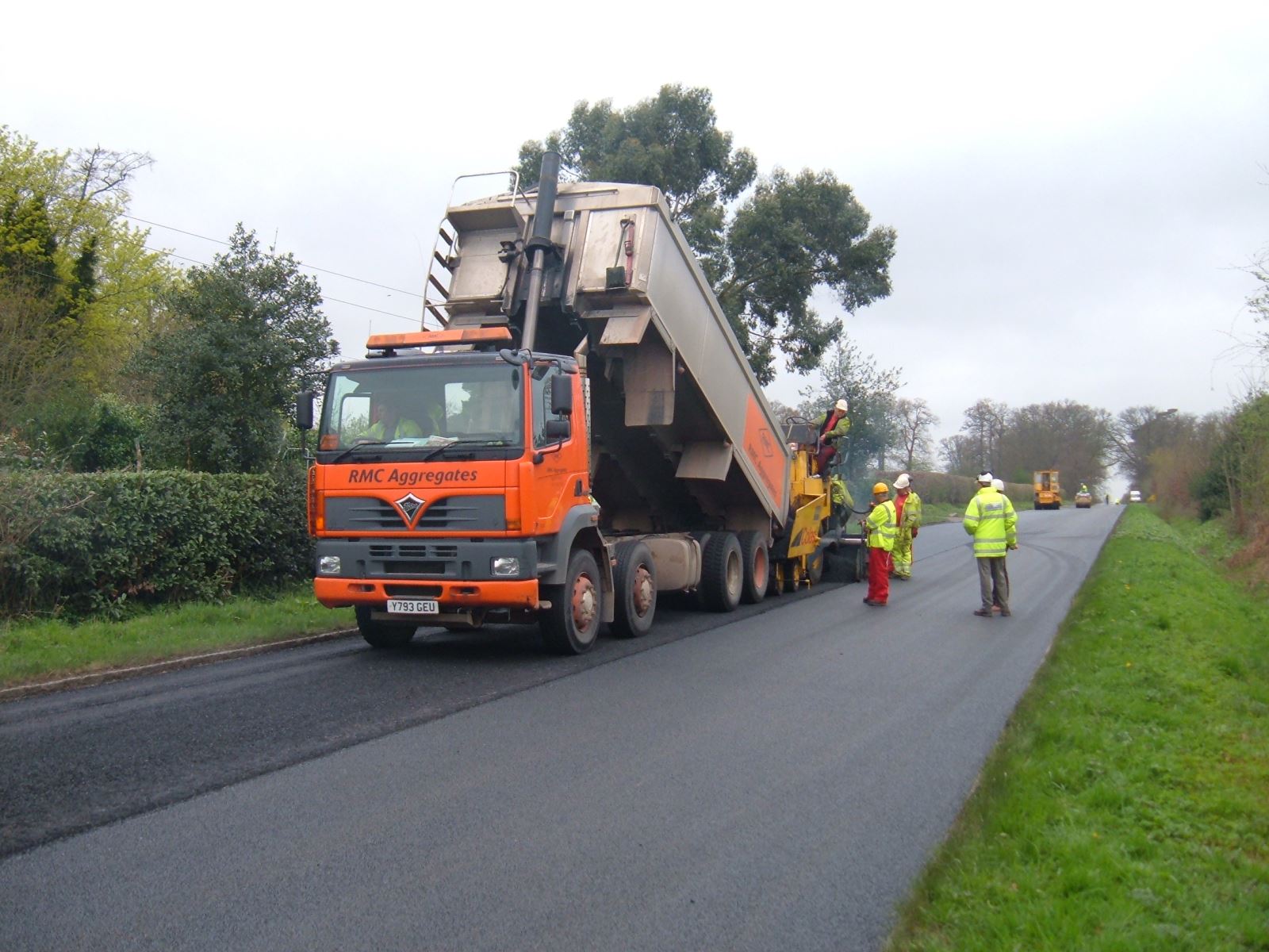 Road infrastructure with digger
